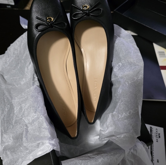 Coach Ava Ballet Pump Women Black Leather Slip on Walkable Block Heel - Picture 8 of 10